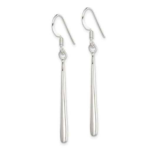 QE4135 Sterling Silver Polished Teardrop Bar Dangle Earrings