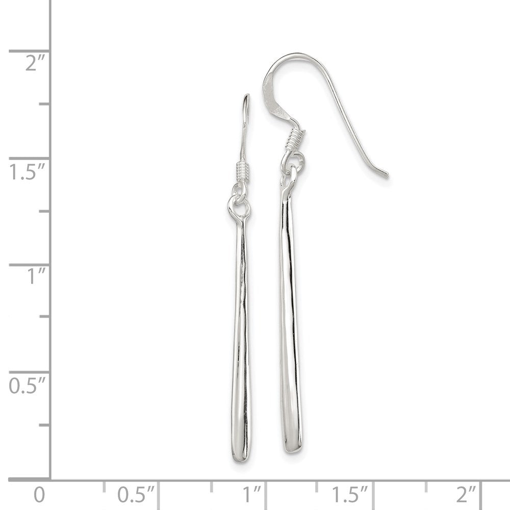QE4135 Sterling Silver Polished Teardrop Bar Dangle Earrings