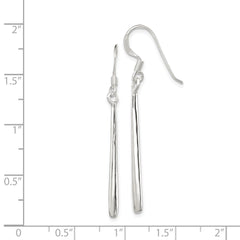QE4135 Sterling Silver Polished Teardrop Bar Dangle Earrings