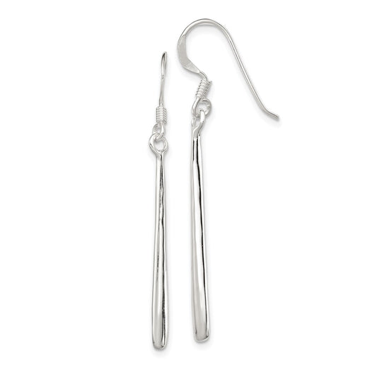 QE4135 Sterling Silver Polished Teardrop Bar Dangle Earrings