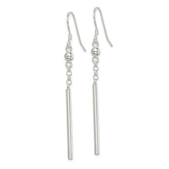 QE4136 Sterling Silver Polished Fancy Bar Dangle Earrings