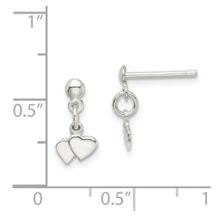 QE4202 Sterling Silver Dangling Hearts Earrings