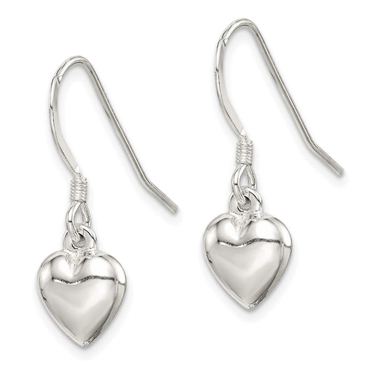 QE4204 Sterling Silver Heart Dangle Earrings