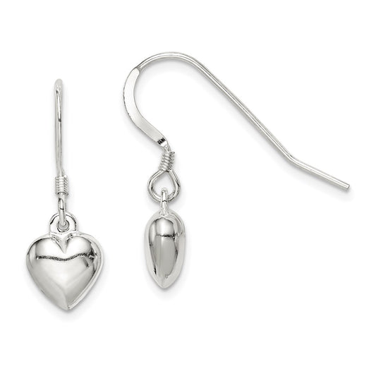 QE4204 Sterling Silver Heart Dangle Earrings