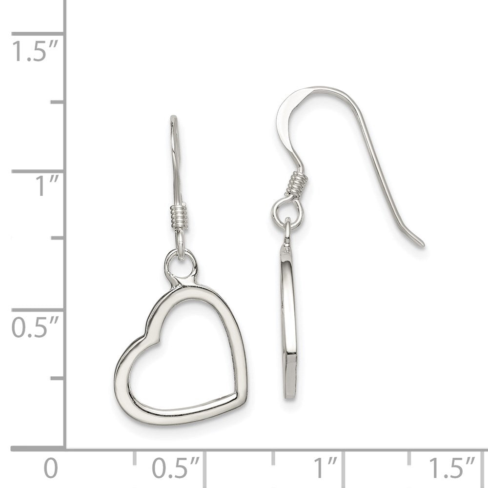 QE4213 Sterling Silver Heart Dangle Earrings