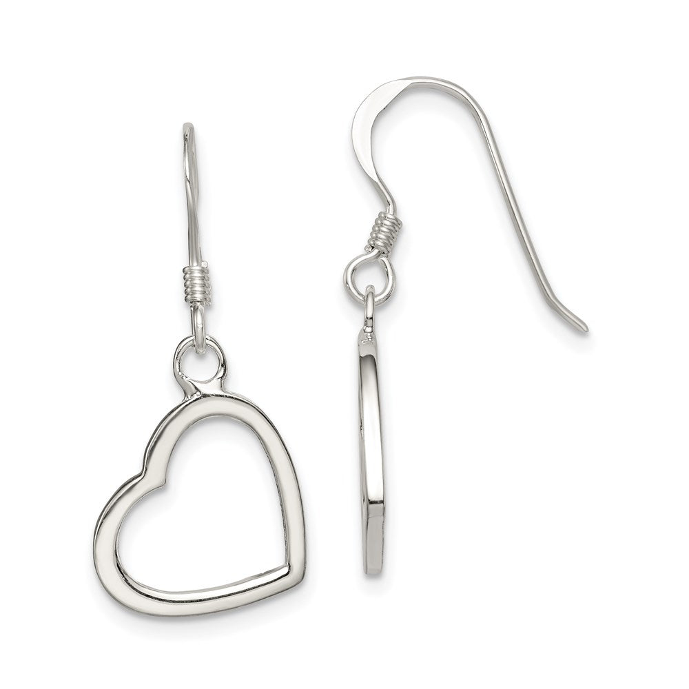 QE4213 Sterling Silver Heart Dangle Earrings