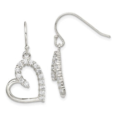 QE4215 Sterling Silver Rhodium-plated CZ Heart Earrings