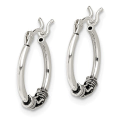 QE4286 Sterling Silver Round Antiqued Fancy Earrings