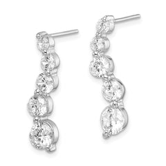 QE4316 Sterling Silver Rhodium-plated Polished CZ Journey Post Earrings