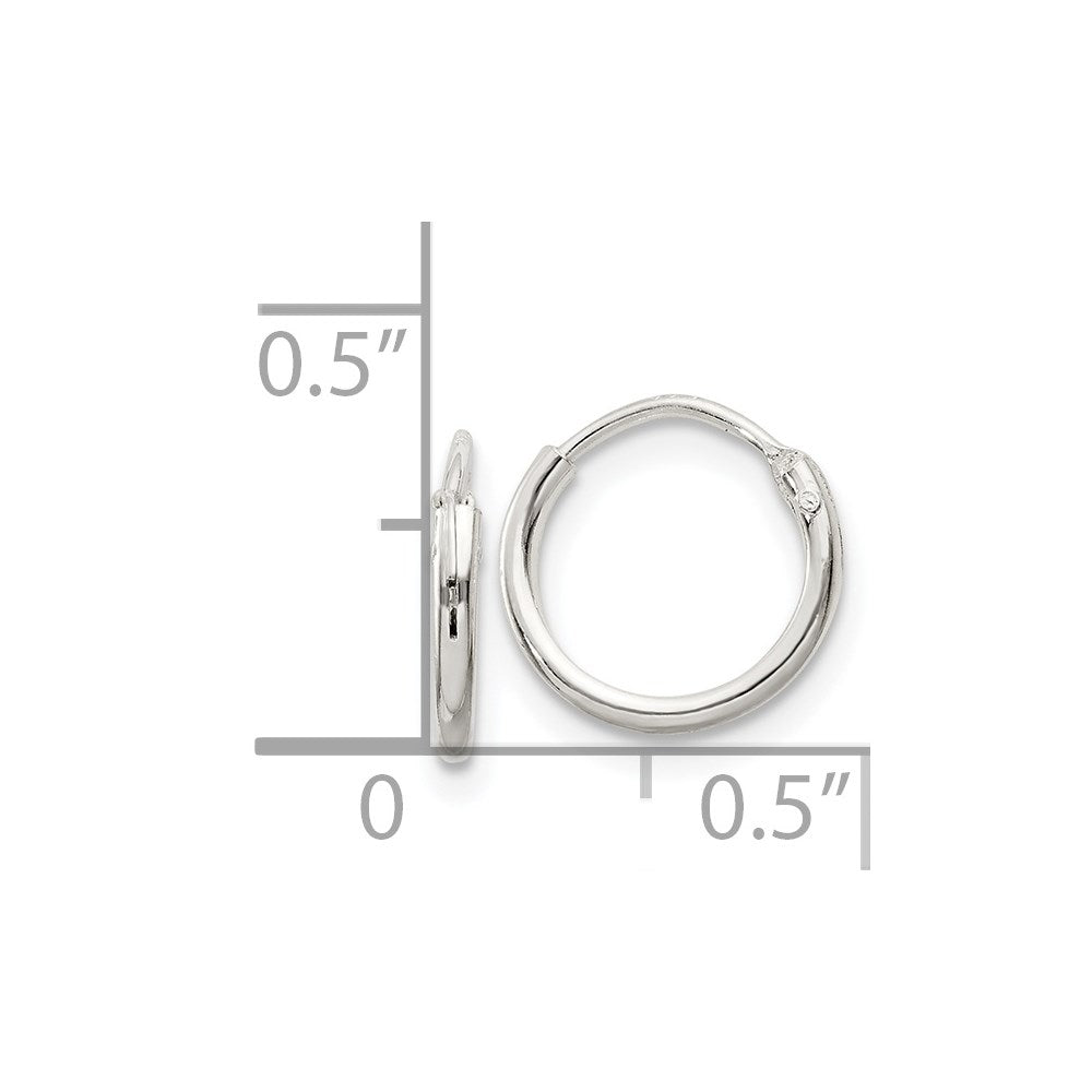 QE4345 Sterling Silver 1.3mm Hoop Earrings