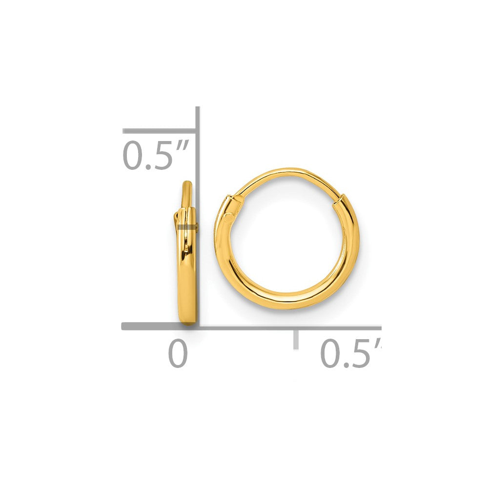 QE4345GP Sterling Silver Gold-tone 1.3mm Polished Endless Hoop Earrings