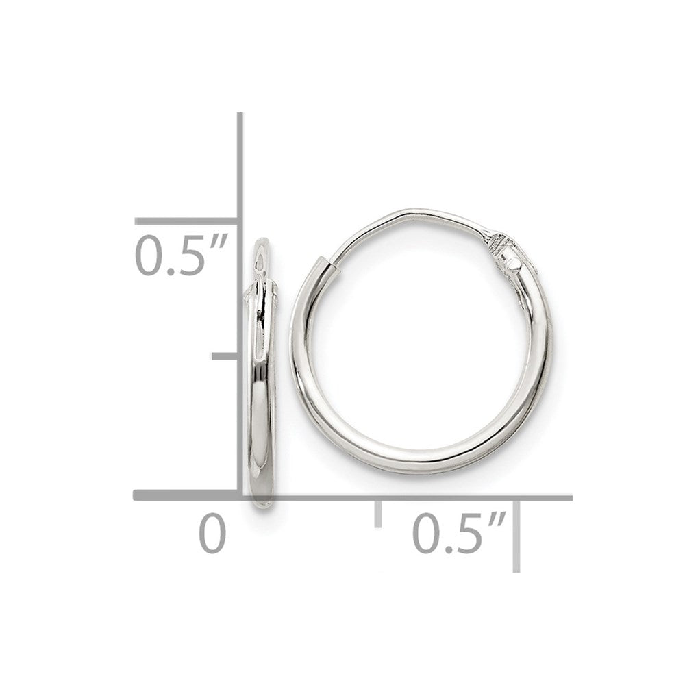 QE4346 Sterling Silver 1.3mm Hoop Earrings