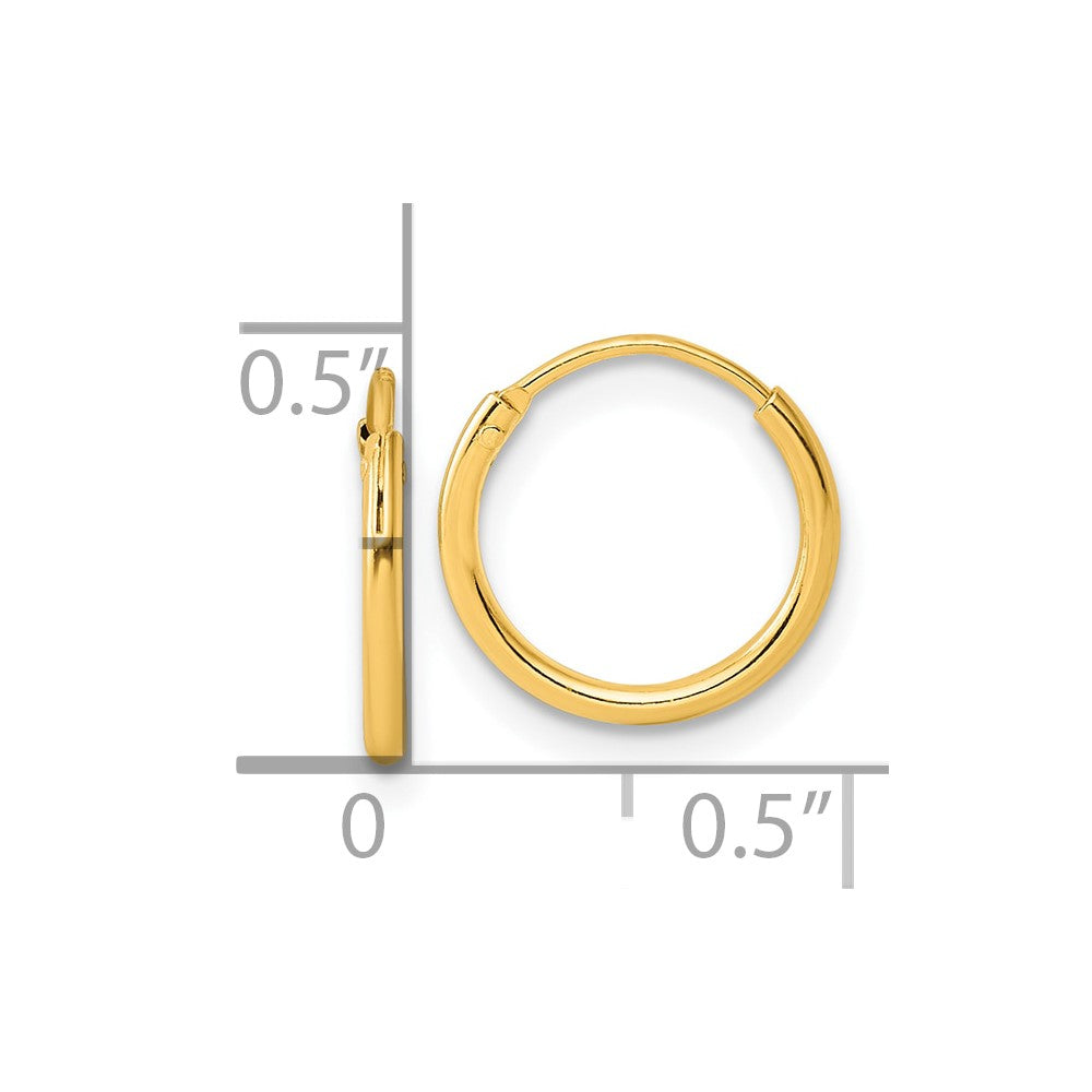 QE4346GP Sterling Silver Gold-tone 1.3mm Polished Endless Hoop Earrings