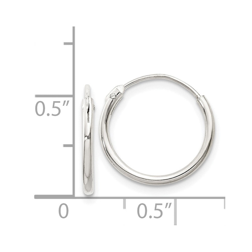 QE4347 Sterling Silver 1.3mm Hoop Earrings