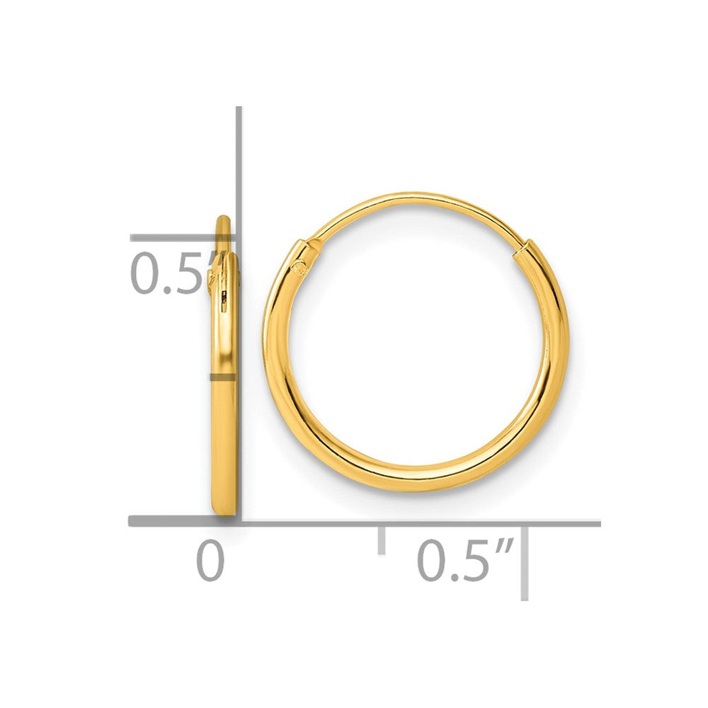 QE4347GP Sterling Silver Gold-tone 1.3mm Polished Endless Hoop Earrings