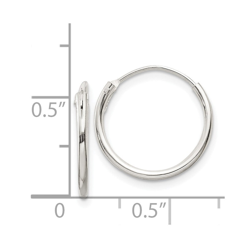 QE4348 Sterling Silver 1.3mm Hoop Earrings