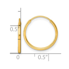 QE4349GP Sterling Silver Gold-tone 1.3mm Polished Endless Hoop Earrings