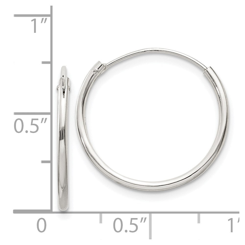 QE4351 Sterling Silver 1.3mm Hoop Earrings
