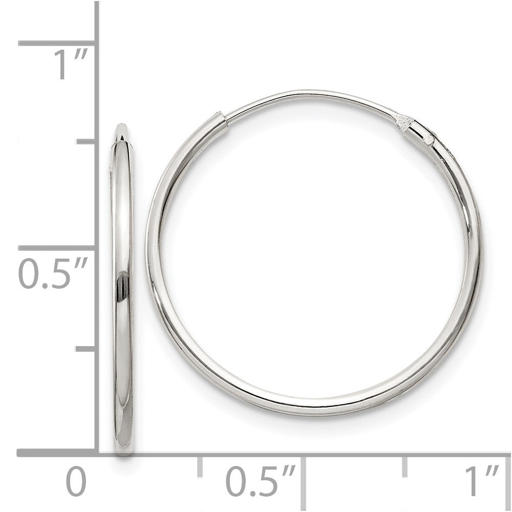QE4352 Sterling Silver 1.3mm Hoop Earrings