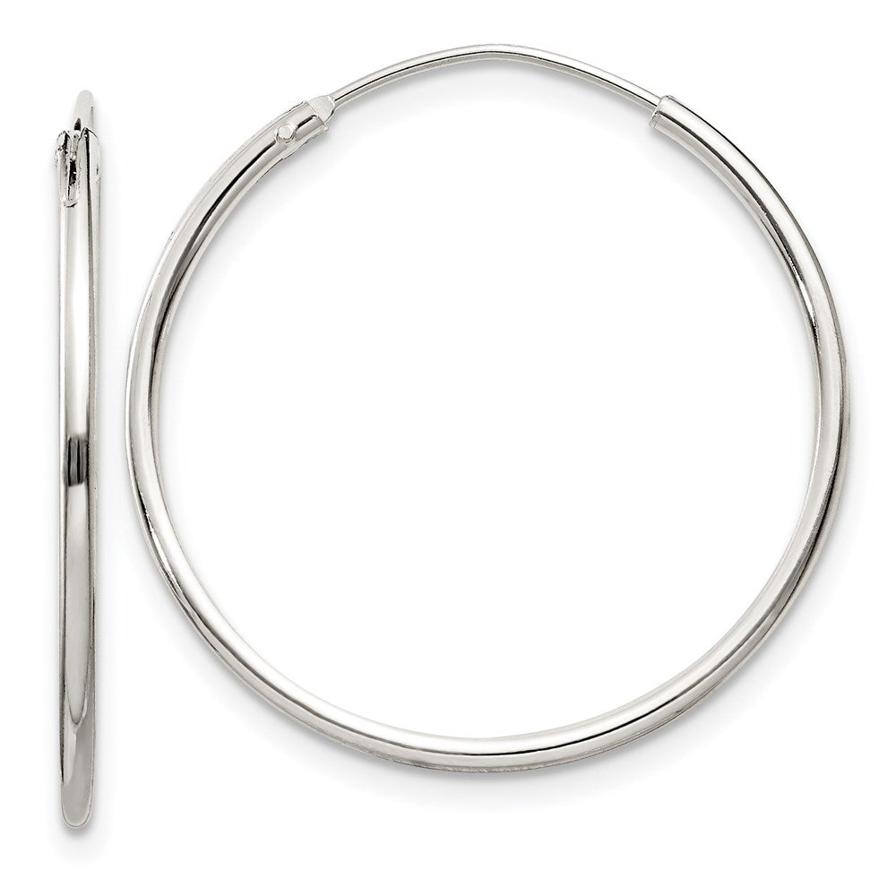 QE4355 Sterling Silver 1.3mm Hoop Earrings