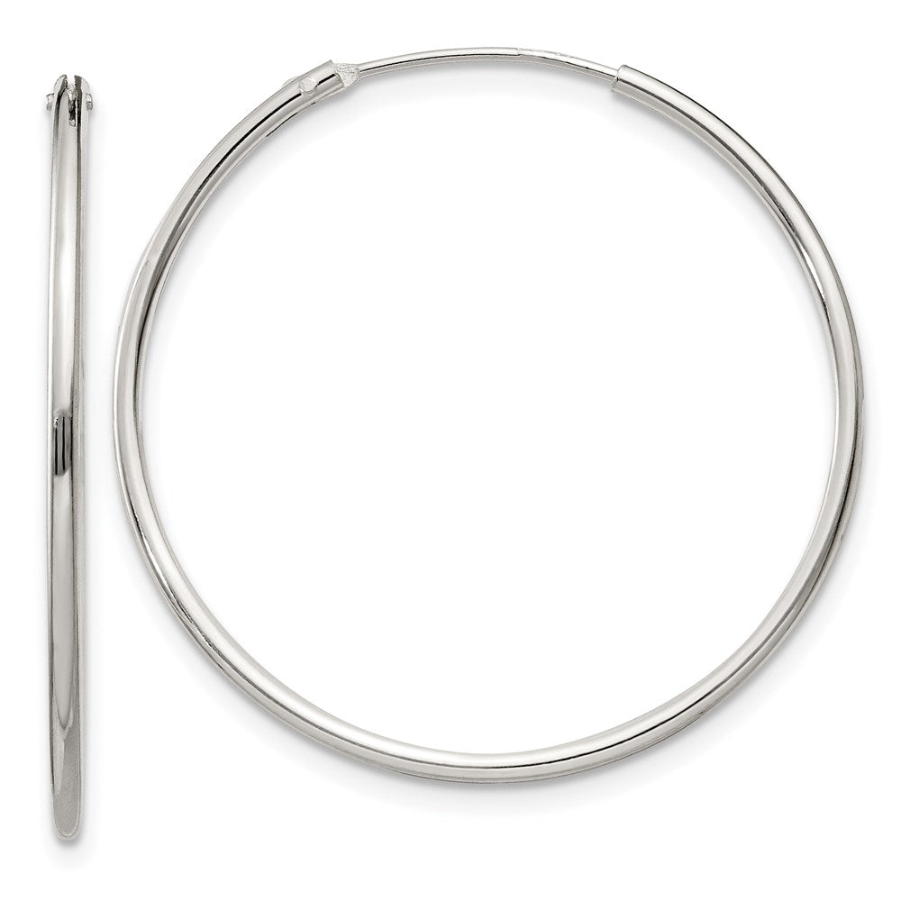 QE4356 Sterling Silver 1.3mm Hoop Earrings