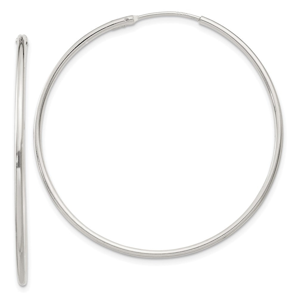 QE4358 Sterling Silver 1.3mm Hoop Earrings
