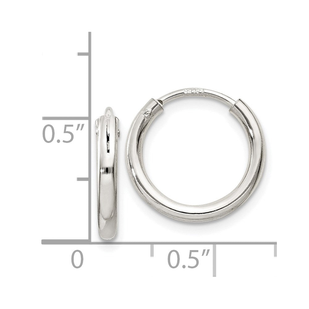 QE4363 Sterling Silver 2mm Hoop Earrings