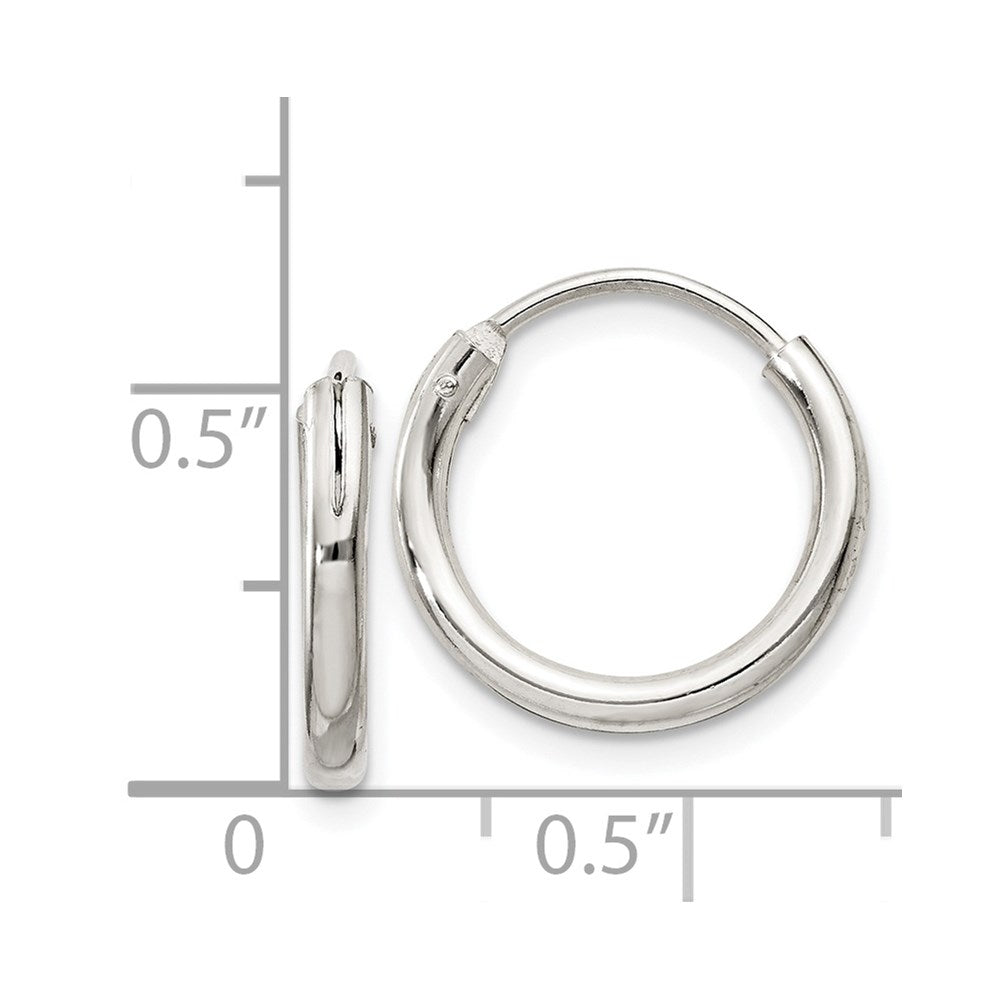 QE4364 Sterling Silver 2mm Hoop Earrings