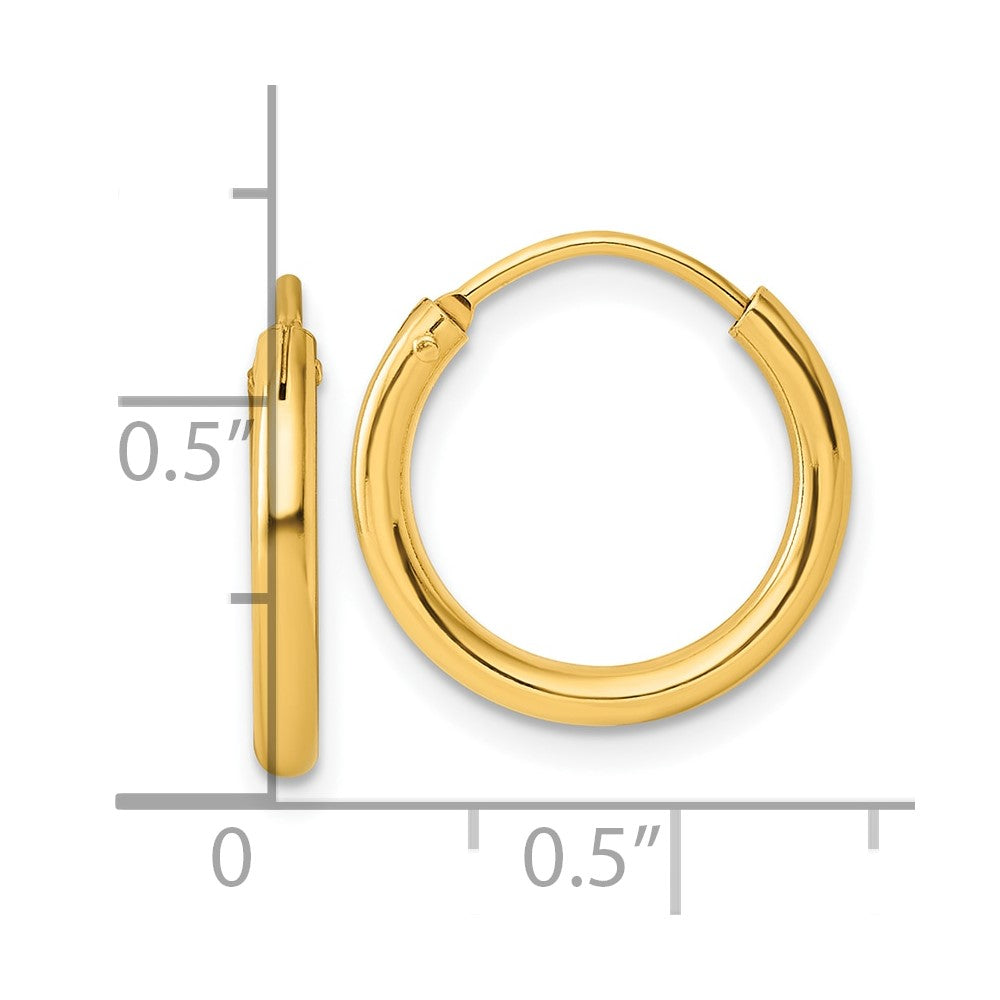 QE4365GP Sterling Silver Flash Gold-plated 2mm Hoop Earrings