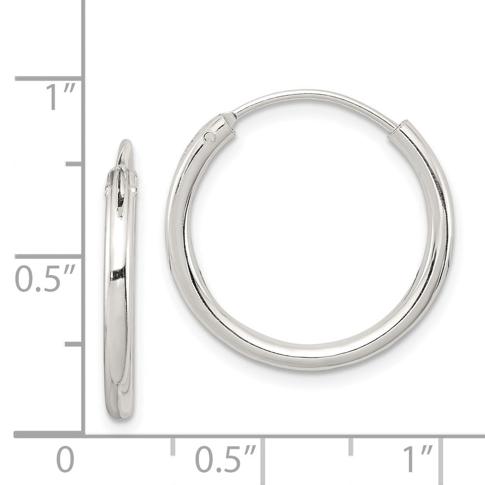 QE4367 Sterling Silver 2mm Hoop Earrings