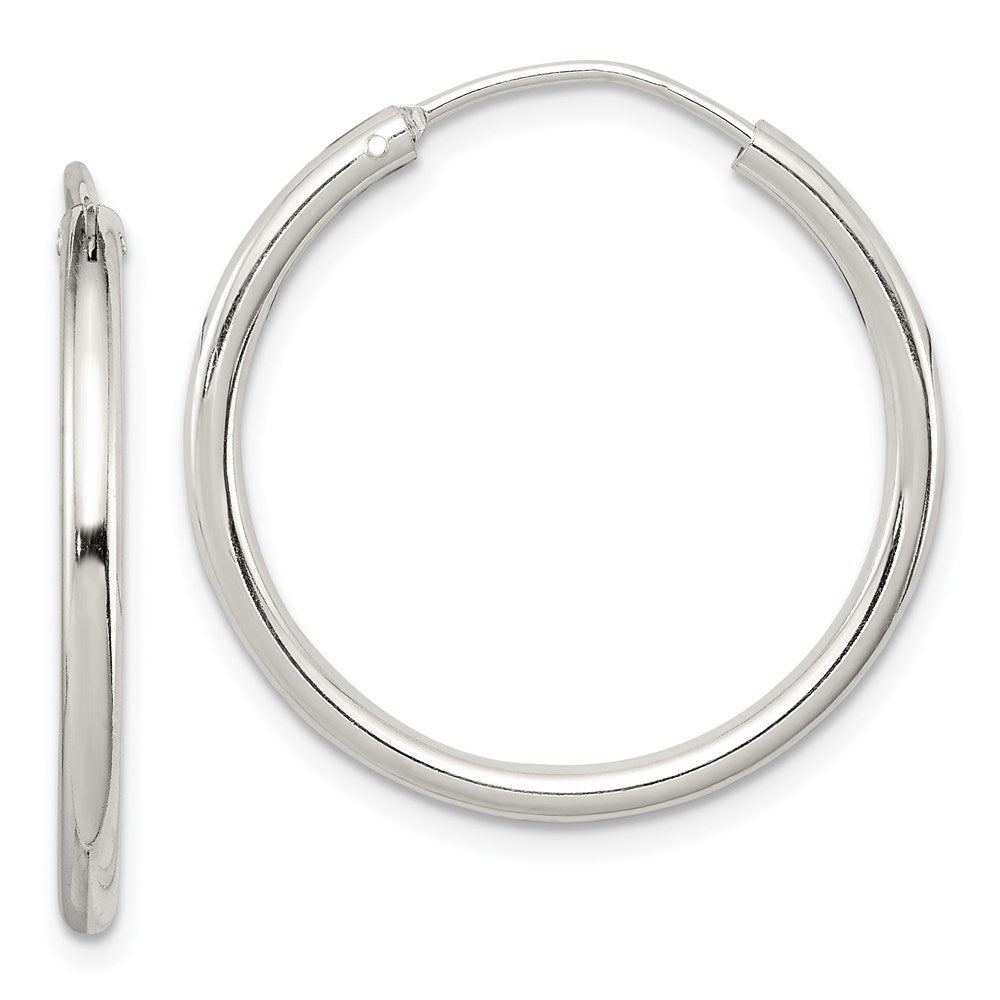 QE4369 Sterling Silver 2mm Hoop Earrings