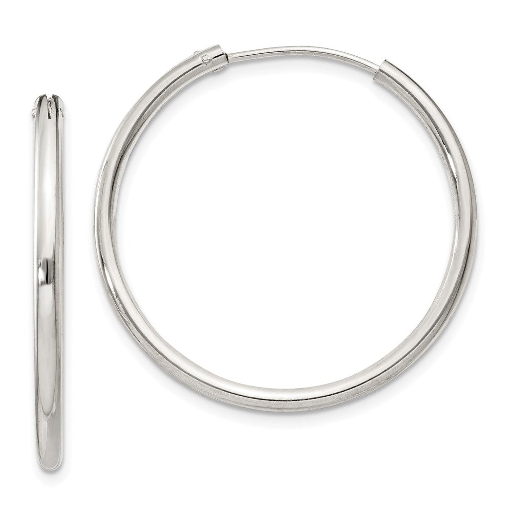 QE4370 Sterling Silver 2mm Hoop Earrings