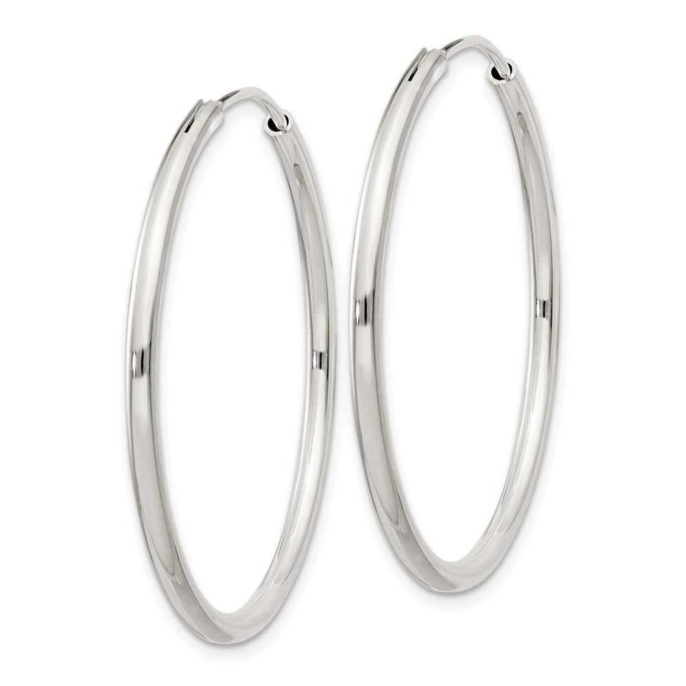 QE4371 Sterling Silver 2mm Hoop Earrings