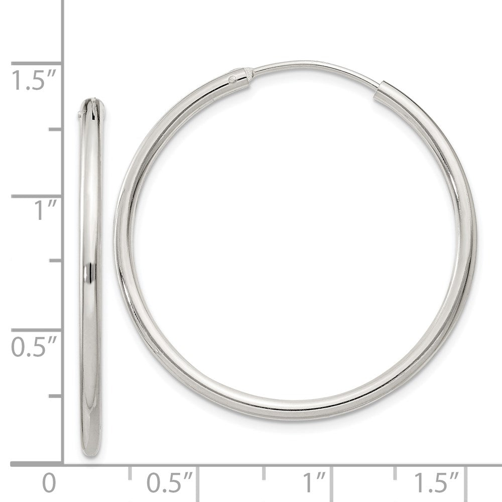QE4371 Sterling Silver 2mm Hoop Earrings