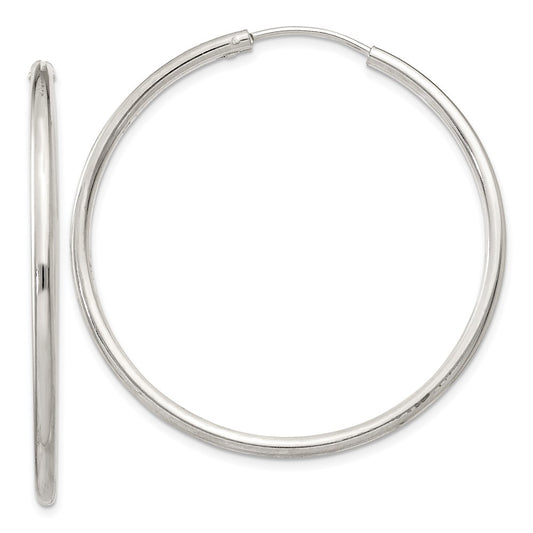 QE4372 Sterling Silver 2mm Hoop Earrings