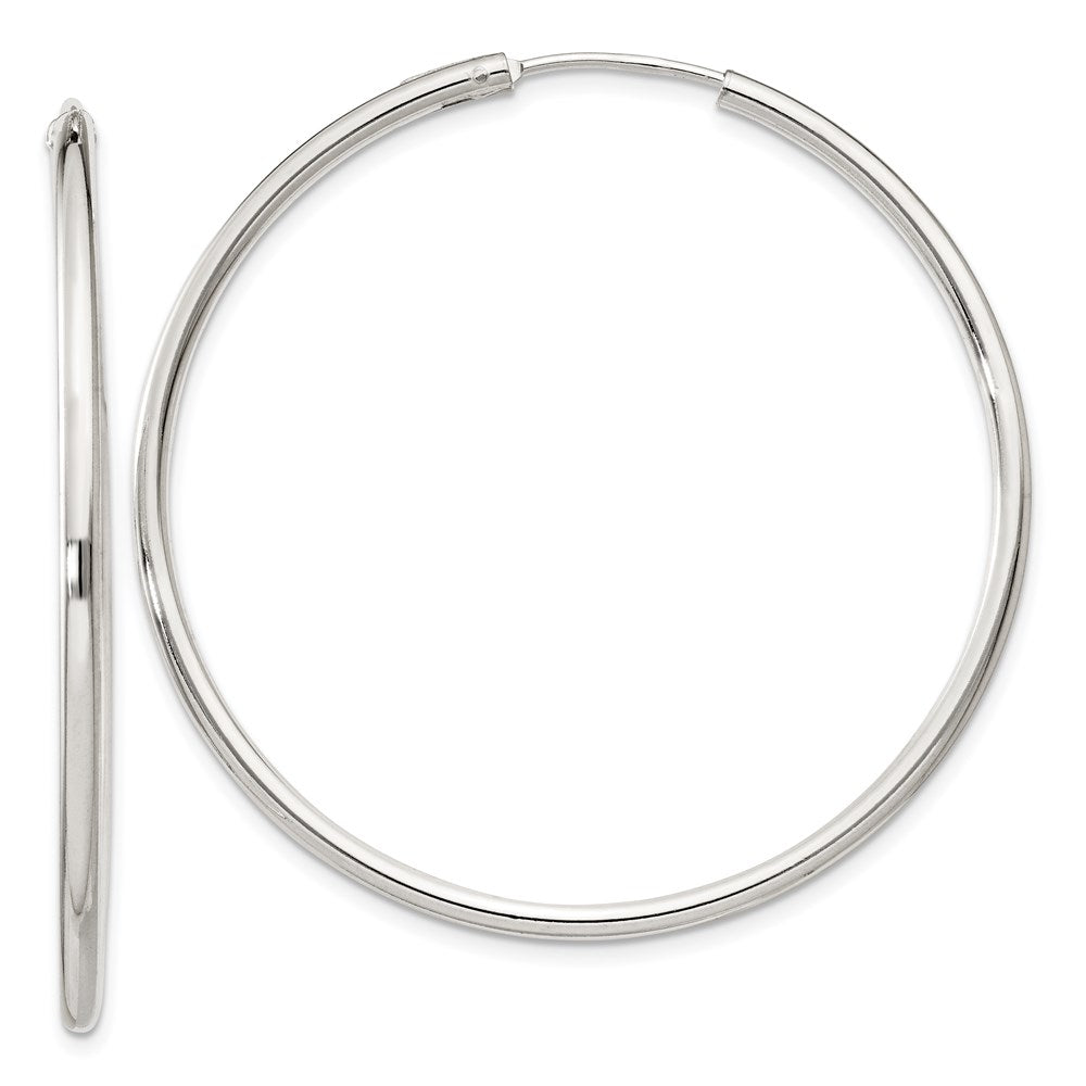 QE4373 Sterling Silver 2mm Hoop Earrings