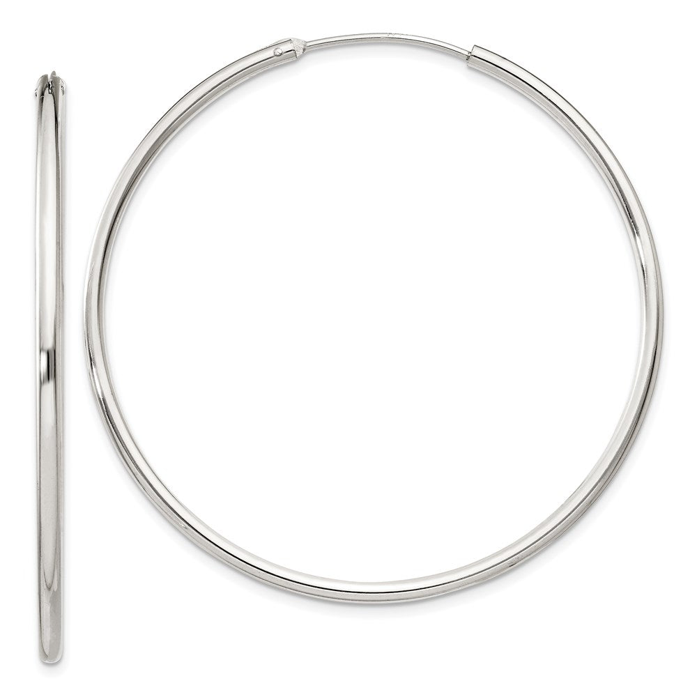 QE4374 Sterling Silver 2mm Hoop Earrings