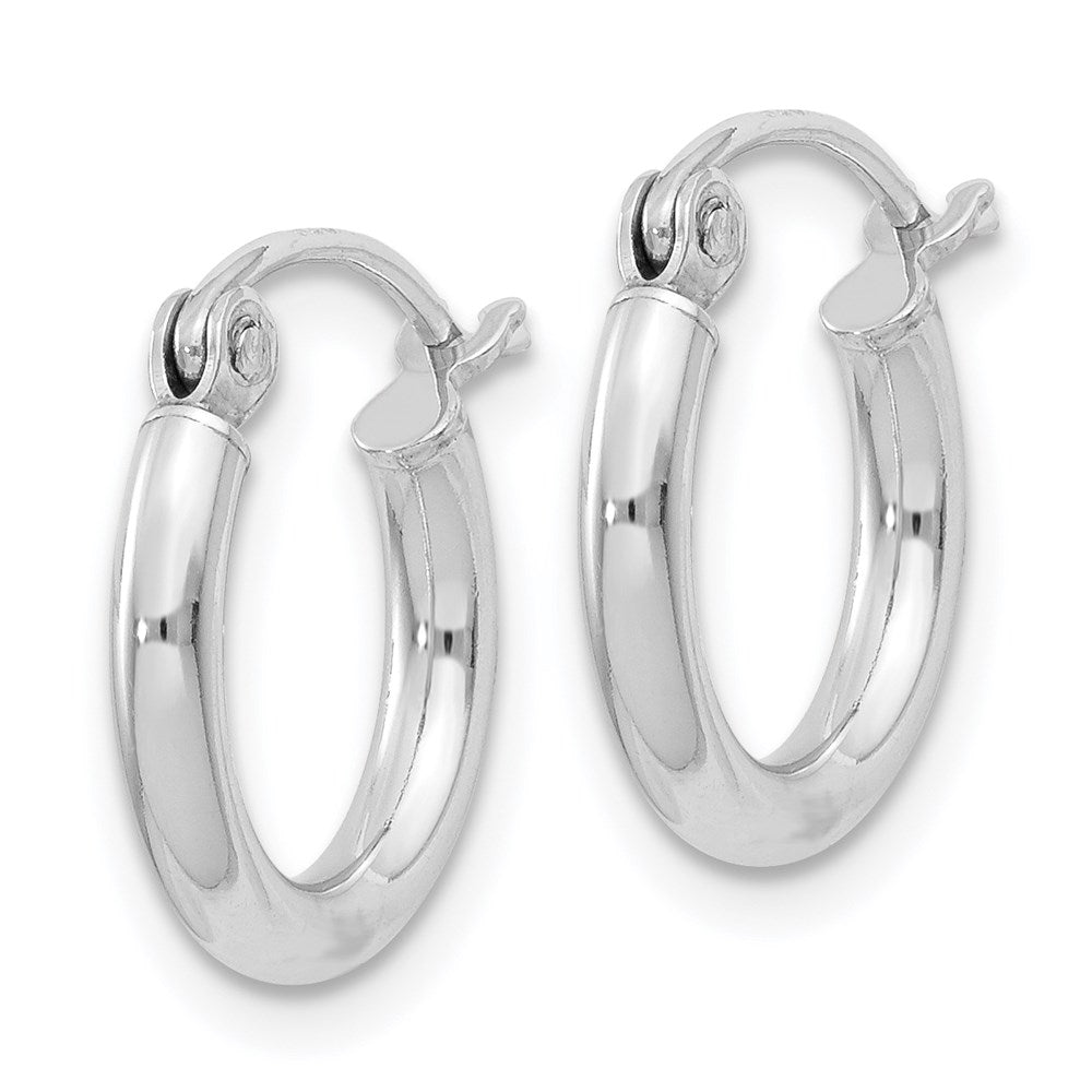 QE4375 Sterling Silver Rhodium-plated 2mm Round Hoop Earrings