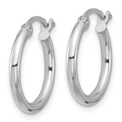 QE4376 Sterling Silver Rhodium-plated 2mm Round Hoop Earrings