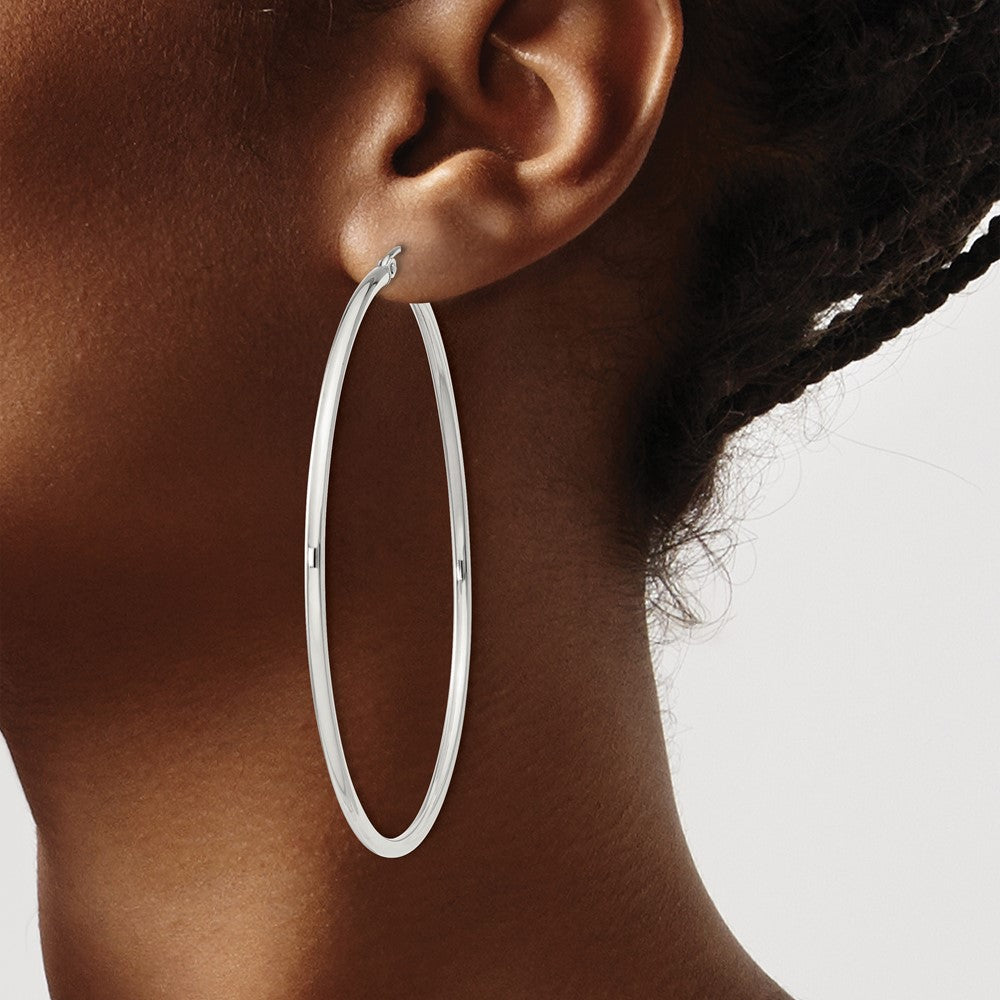 QE4378SP Sterling Silver 2mm Round Hoop Earrings