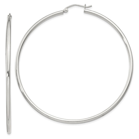 QE4378SP Sterling Silver 2mm Round Hoop Earrings