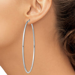 QE4381 Sterling Silver Rhodium-plated 2mm Round Hoop Earrings