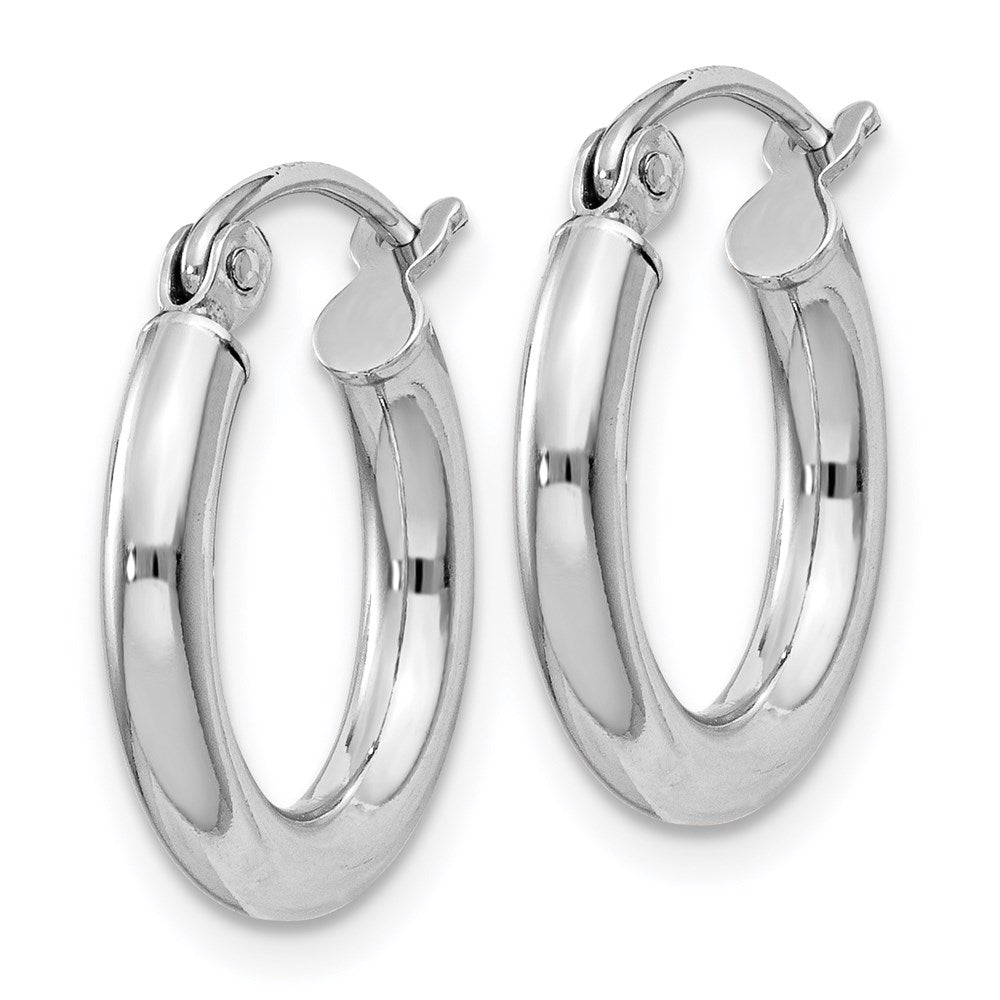 QE4382 Sterling Silver Rhodium-plated 2.5mm Round Hoop Earrings