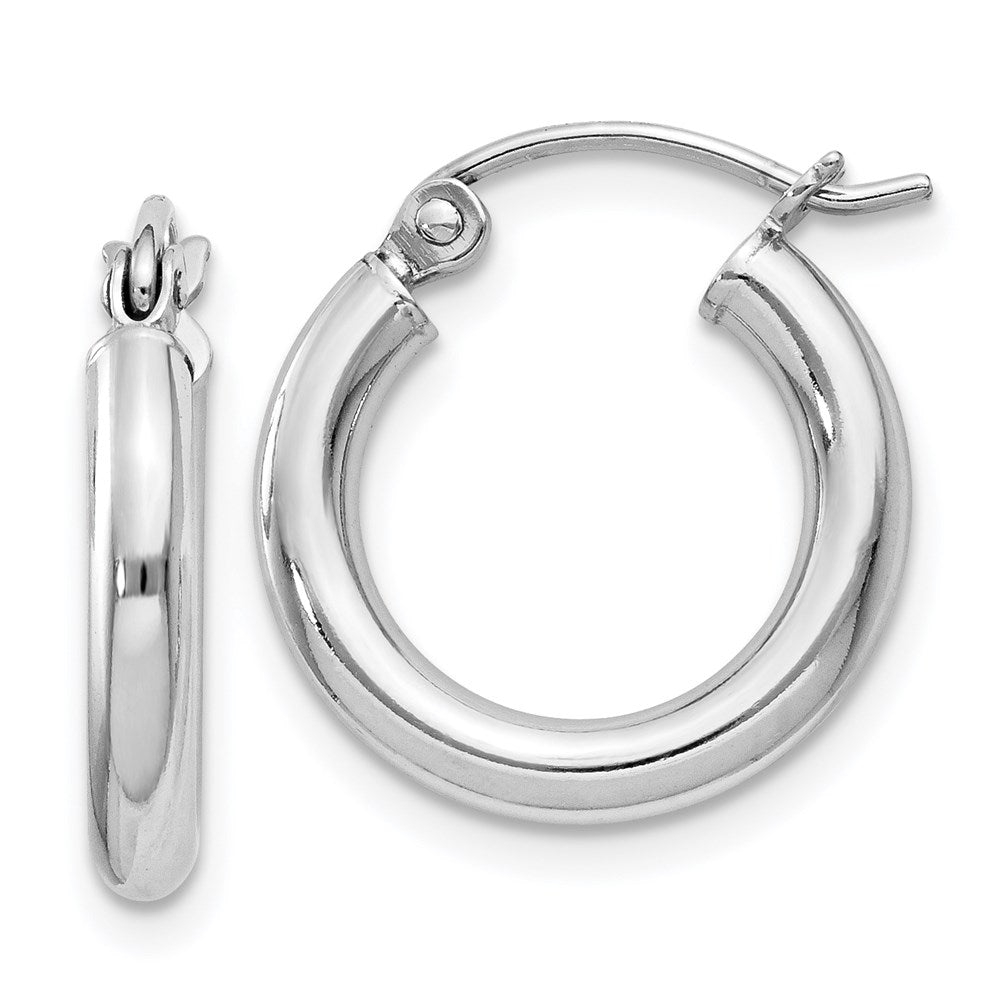 QE4382 Sterling Silver Rhodium-plated 2.5mm Round Hoop Earrings