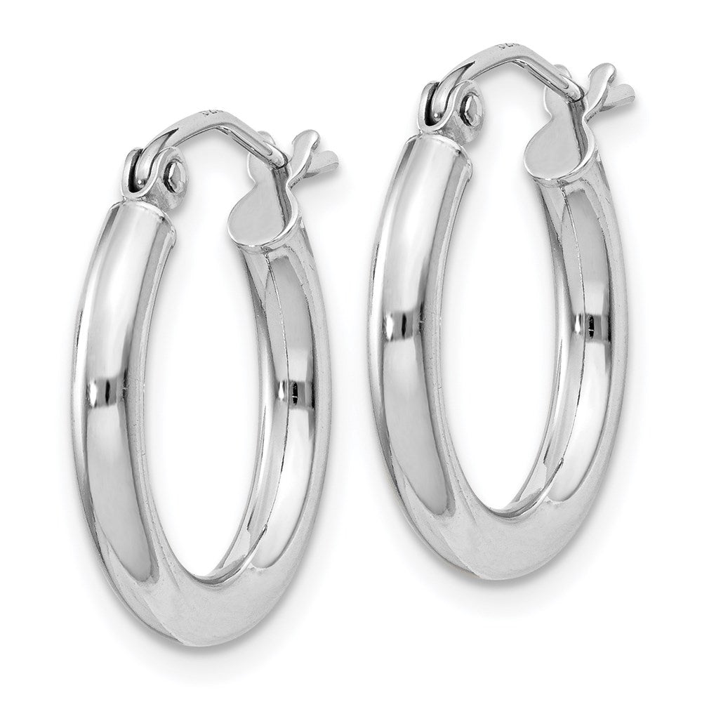 QE4383 Sterling Silver Rhodium-plated 2.5mm Round Hoop Earrings