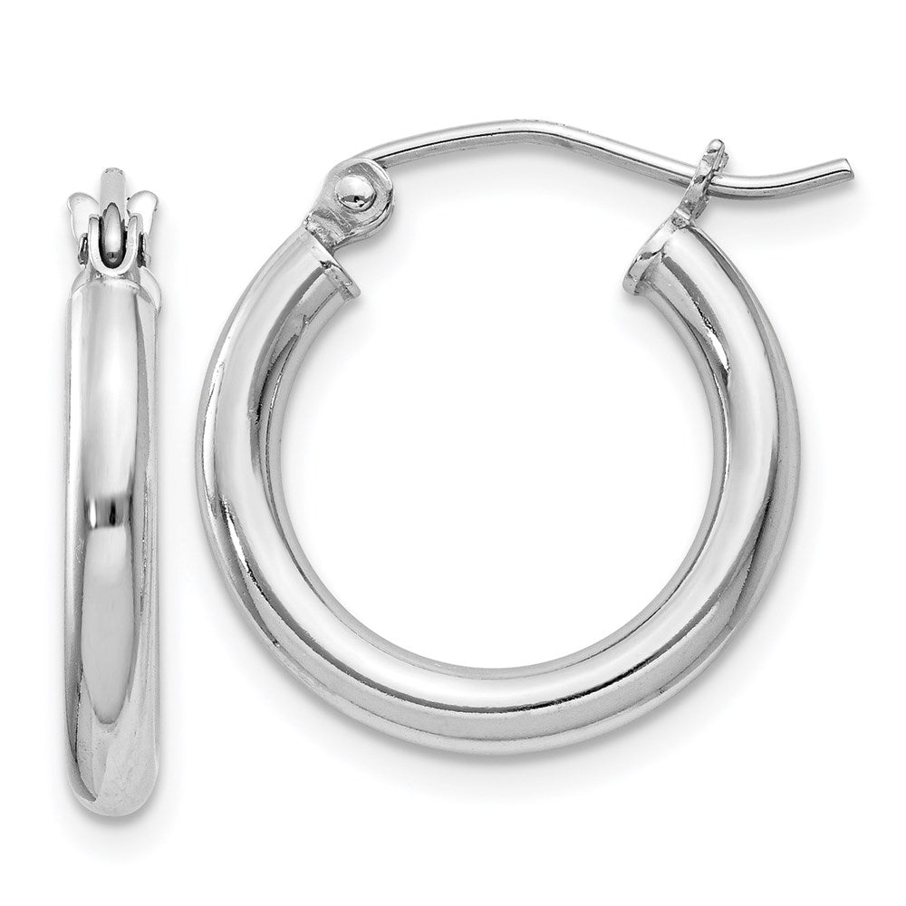 QE4383 Sterling Silver Rhodium-plated 2.5mm Round Hoop Earrings
