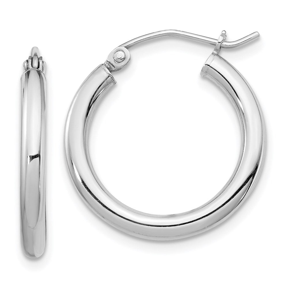 QE4384 Sterling Silver Rhodium-plated 2.5mm Round Hoop Earrings