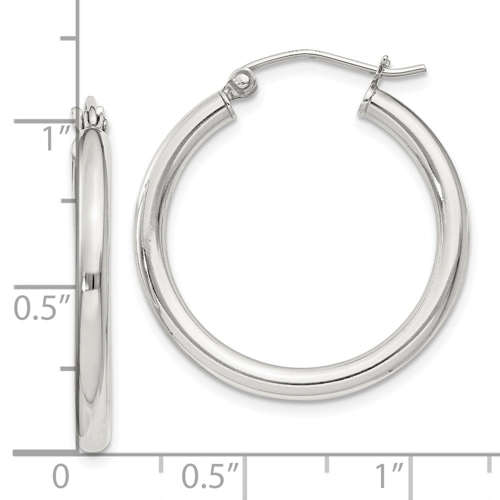 QE4385SP Sterling Silver 2.5mm Round Hoop Earrings
