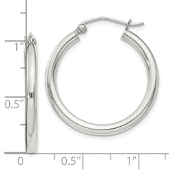 QE4385SP Sterling Silver 2.5mm Round Hoop Earrings