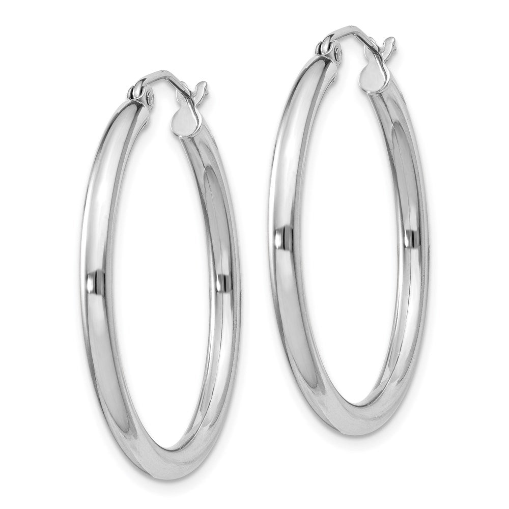 QE4386 Sterling Silver Rhodium-plated 2.5mm Round Hoop Earrings
